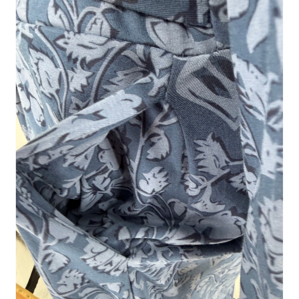 Pact Blue Floral Organic Cotton Midi Dress Long Sleeve Belted Pockets Womens L - Picture 7 of 12